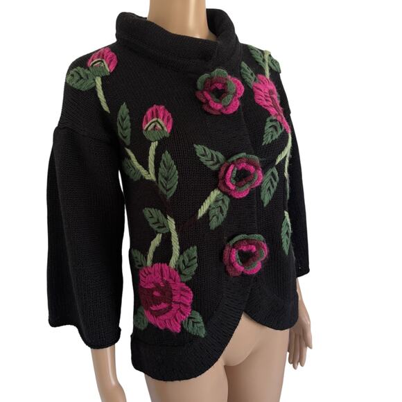 Kenzo Défilé Embroidered Floral Cardigan EU Chic Dark Feminine Whimsigoth knit - Picture 3 of 12